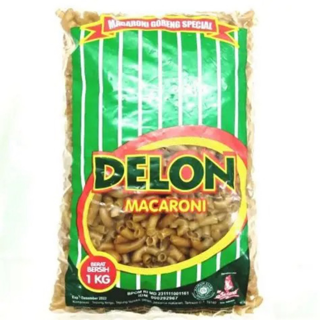 

DELON Makaroni Goreng 1 Kg / Makaroni Delon Goreng Pipa Kemasan 1Kg / Makaroni Goreng Delon Hijau Ngembang / Makaroni Delon Goreng Pipa / Makaroni delon hijau 1 kg MURAH BEST SELLER / MAKARONI HIJAU 1 KG