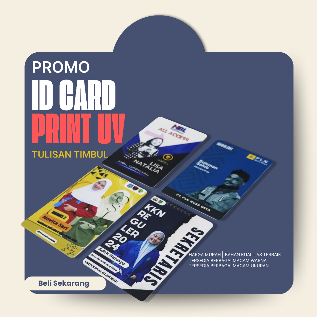 

Cetak Id Card Print UV Desain Custom | Tulisan Timbul