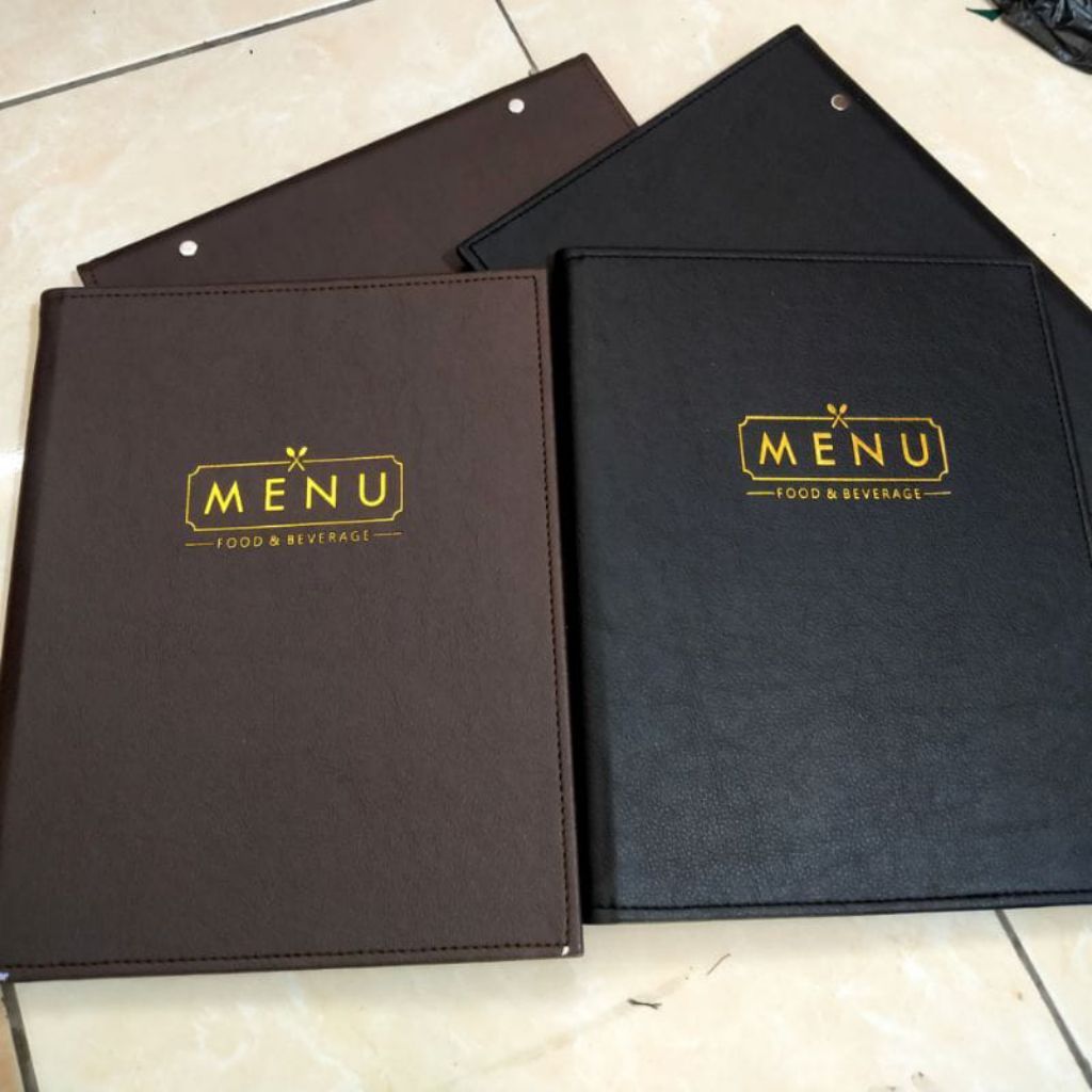 

COVER BUKU MENU ( TULISAN MENU FOOD & BEVERAGE ) SIZE A4 , ISI PLASTIK 10 LEMBAR