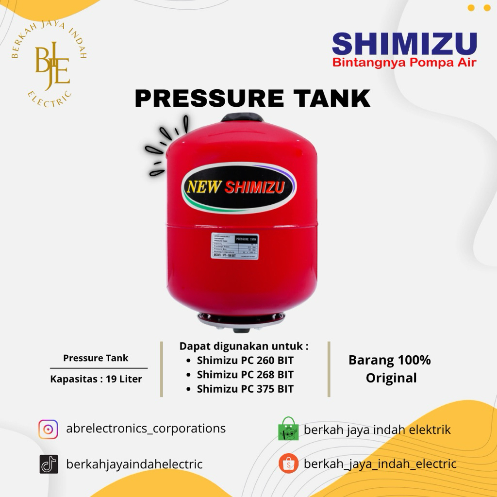TABUNG TANGKI POMPA AIR SHIMIZU 19 LITER ORIGINAL