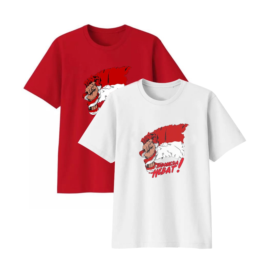 Kaos Indonesia Hebat Kaos Merah Putih Lengan Pendek T-shirt Pria Crew Neck