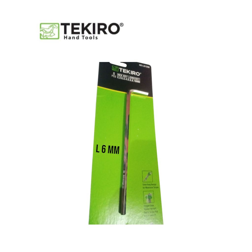 Kunci L Tekiro Satuan 2-10 mm/Kunci L Panjang 2 - 10 mm/ HEX KAY LONG  2 - 10 MM