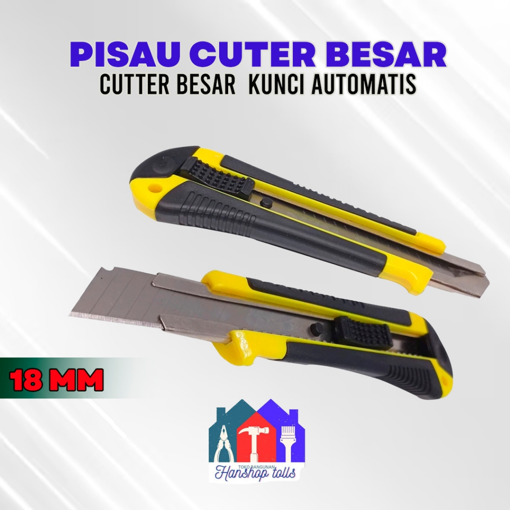 

Pisau Cutter Besar Knife 18 mm Kunci Otomatis