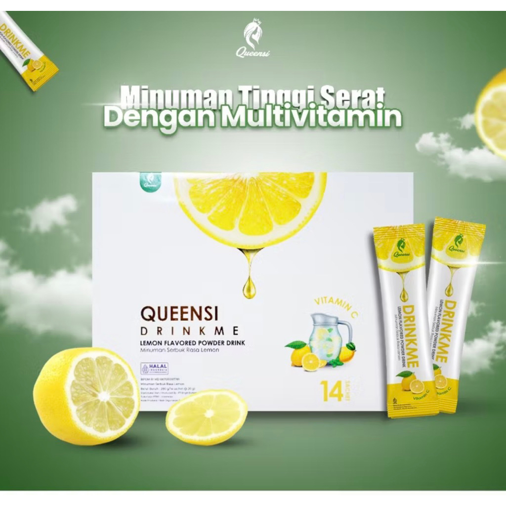 

queensi drink me lemon flavored powder drink isi 13 sachet preloved
