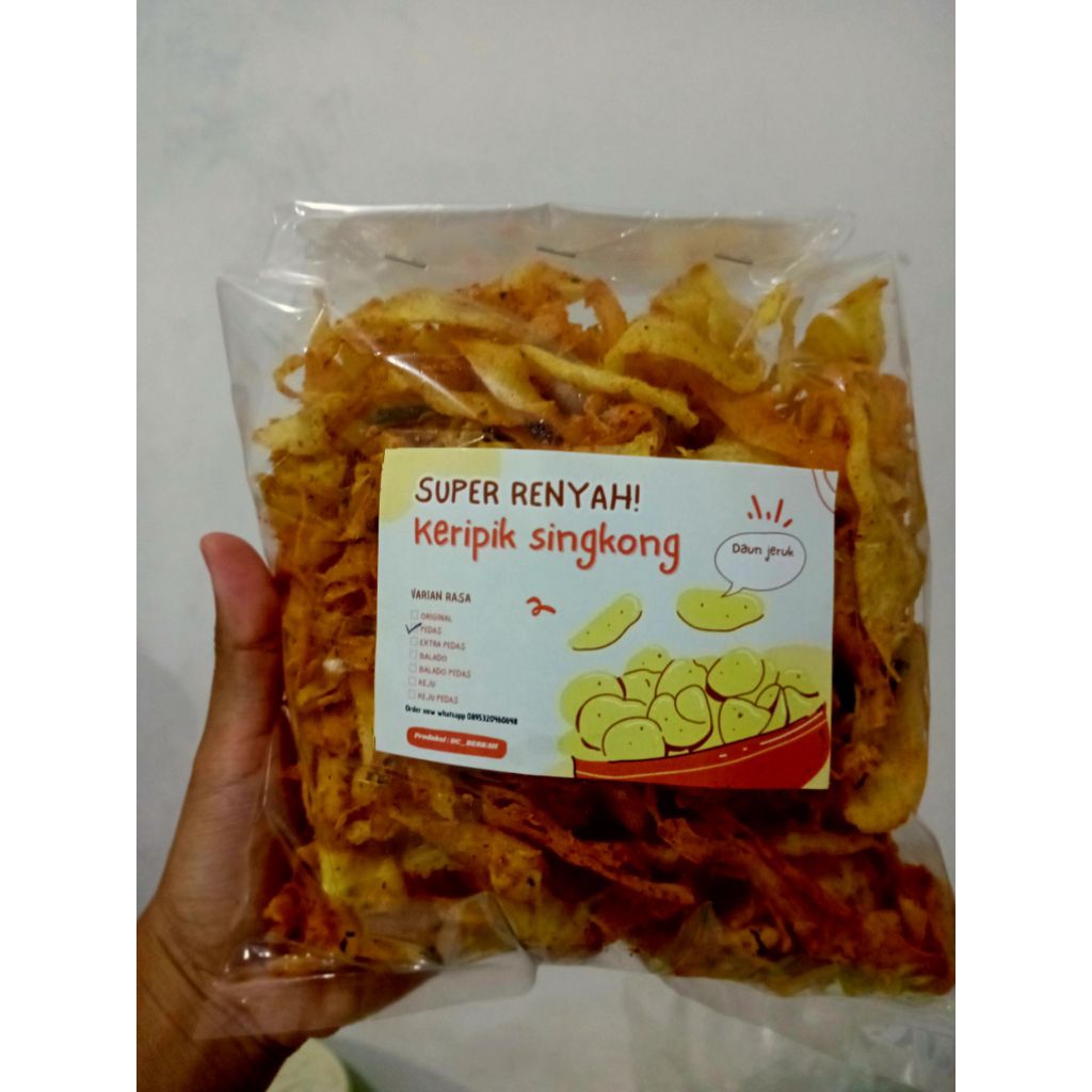 

keripik singkong kriwil daun jeruk original pedas 500gr