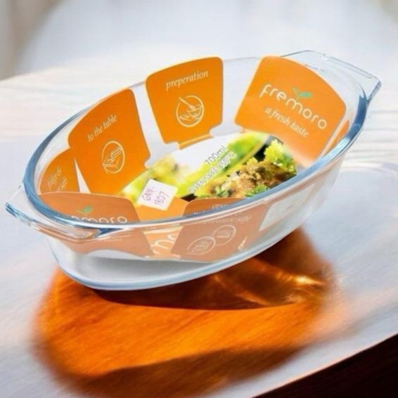 FREMORO Loyang Baking Oval Kaca Oven 0.7 Liter - Baking Oval Dish - Oval Baking Dish - Oven Safe - L