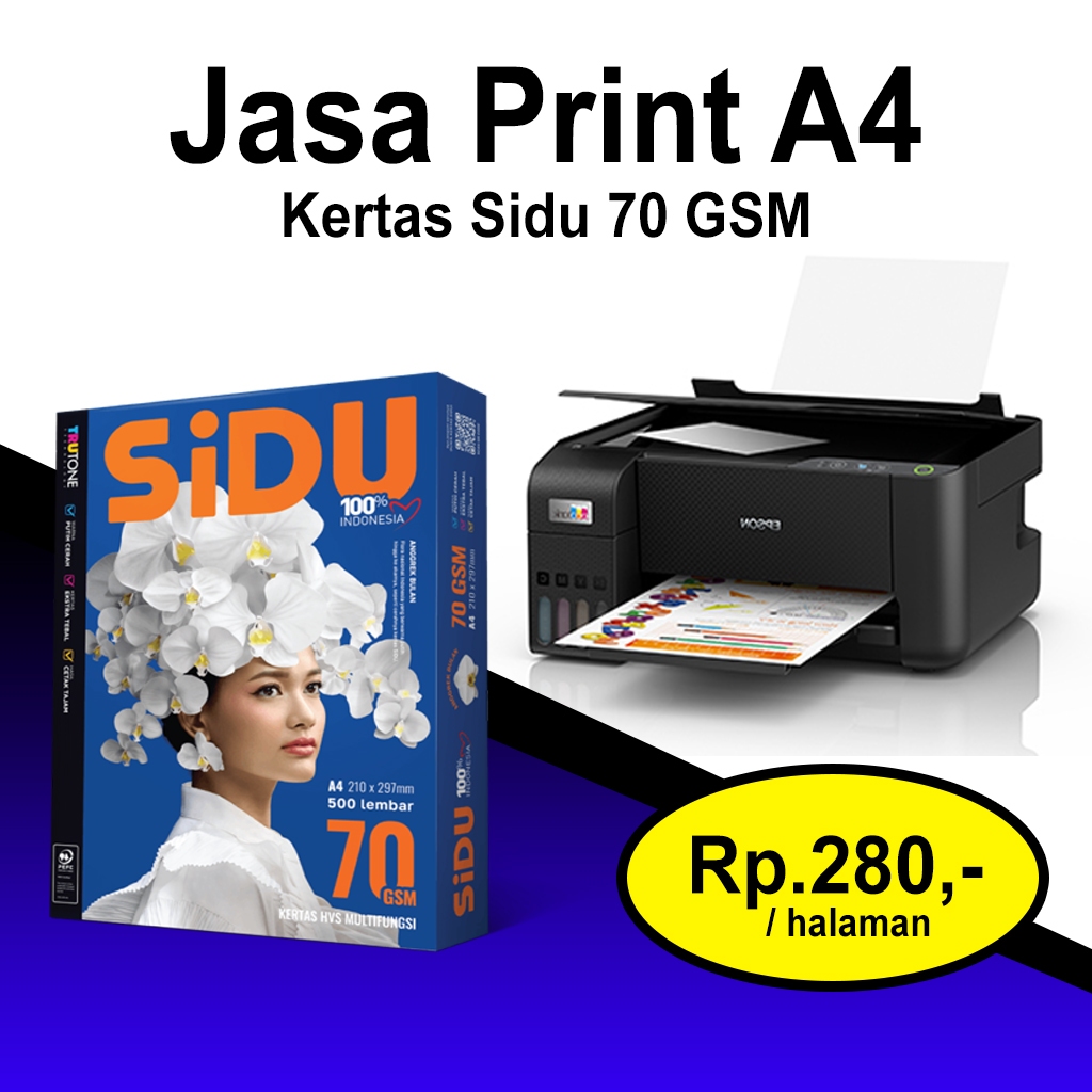 

PRINT / CETAK HVS A4 70 GSM - KERTAS HVS 70 GSM SIDU - JASA PRINT