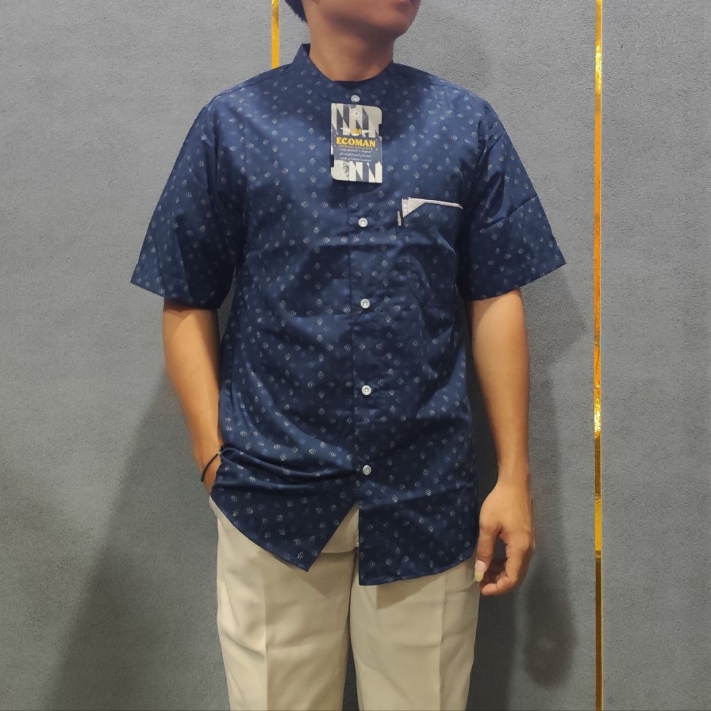 Kemeja Pria Pendek Kemko Motif Printing Kemeja Hem Keren