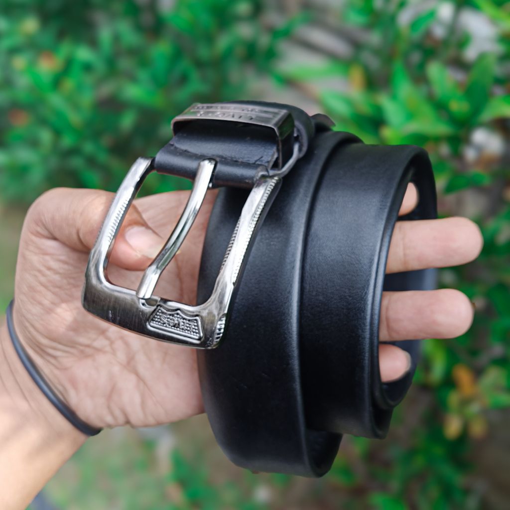 Sabuk Resleting | Ikat Pinggang Pria Kulit Sintetis Kepala Besi | Sabuk Pria Resleting Penyimpanan