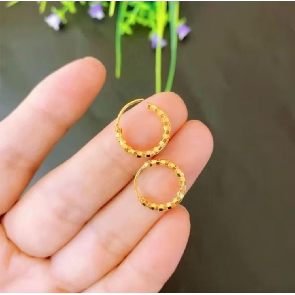 anting gipsy Titanium Anting Emas kualitas import anting Bulat gold Wanita anti luntur anti karat