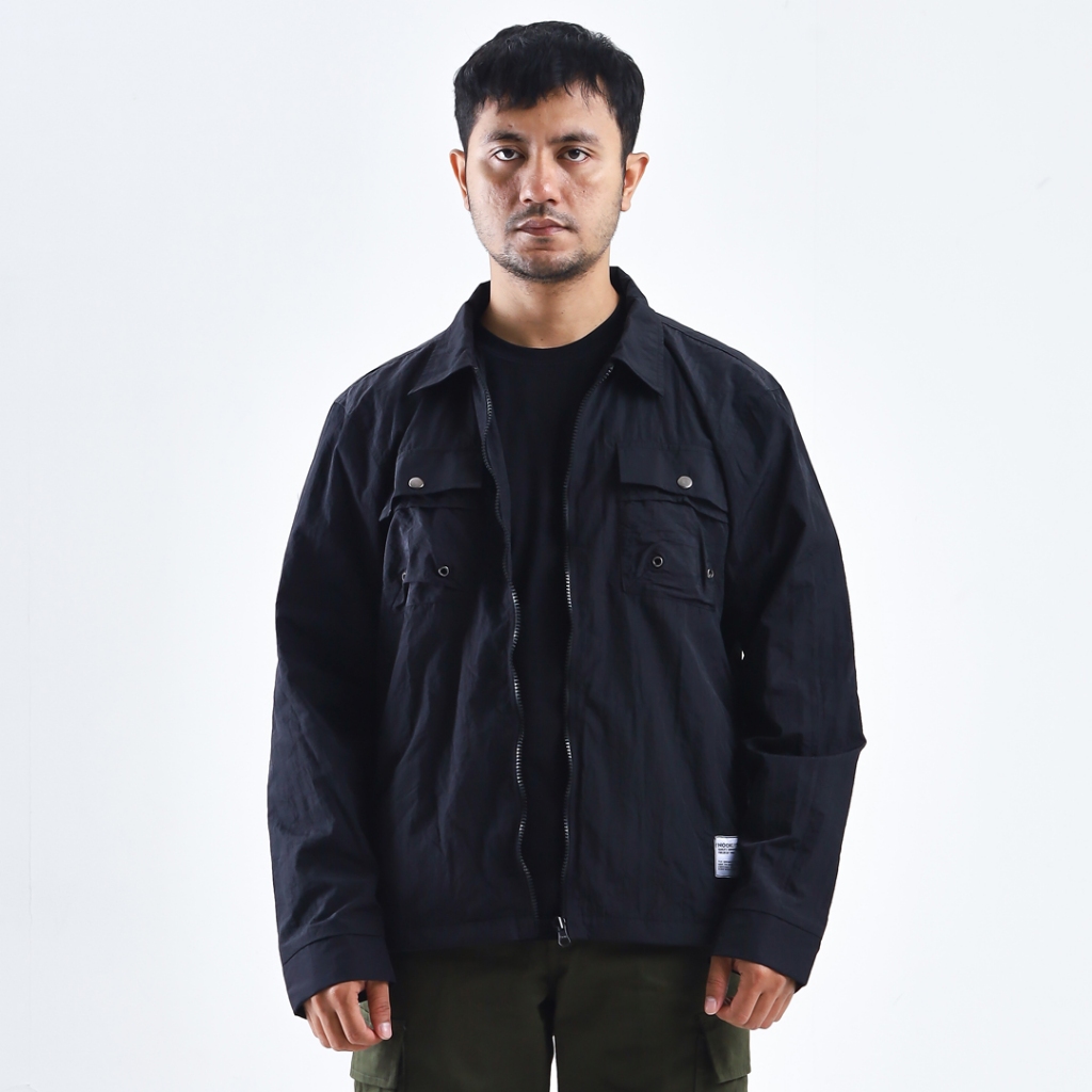 Nookly Overshirt Jacket Oliver Black Jaket Pria Jaket Parasut