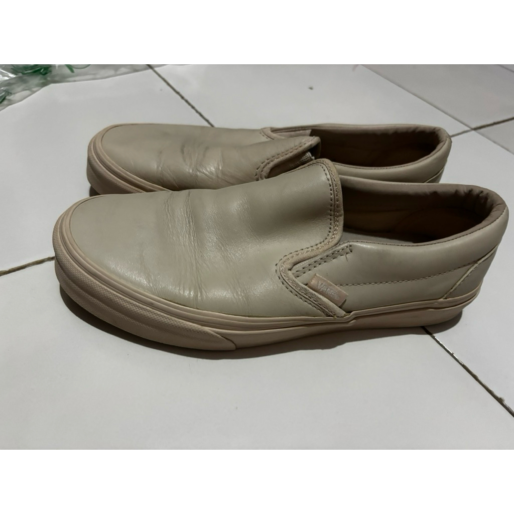Vans slip on leather sanddolar original