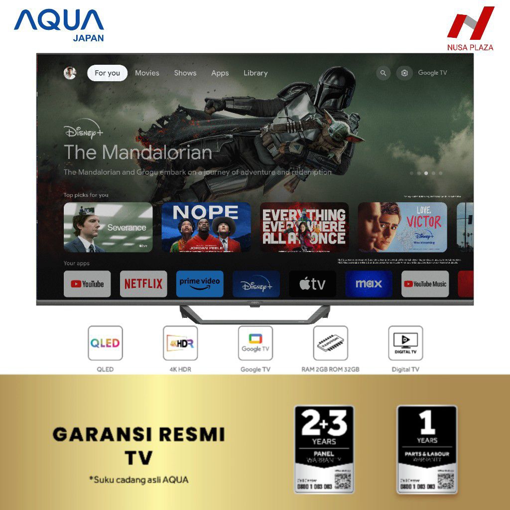 [MEDAN] TV AQUA 50 INCH QLED 4K HDR GOOGLE TV AQT50S80EUX