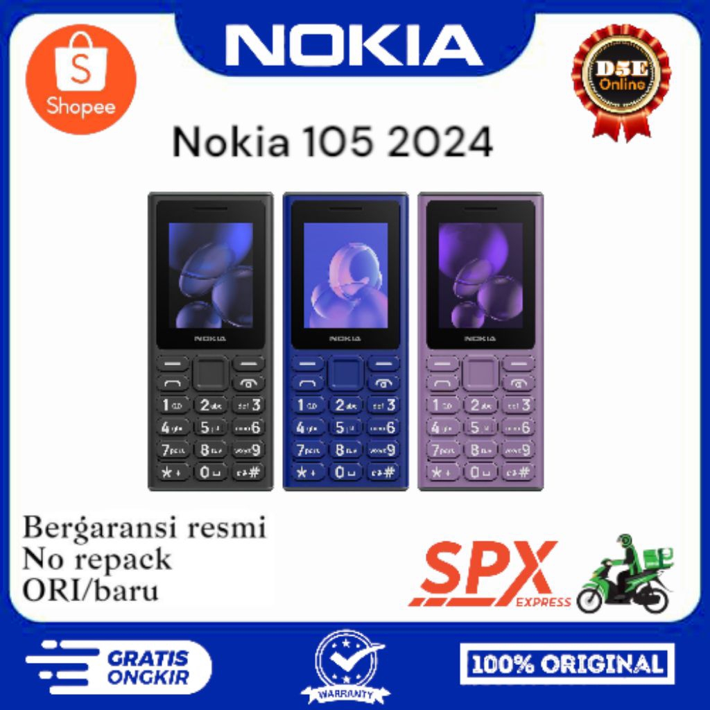 hp nokia 105 (New 2024) /baru/ segel/garansi resmi 1 tahun