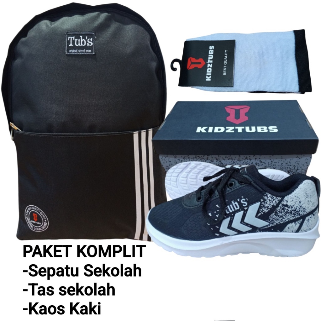 KIDZTUBS Sepatu Sekolah Anak Paket Komplit Sepatu Sekolah + Tas Sekolah + Kaos Kaki TUBS1345062825