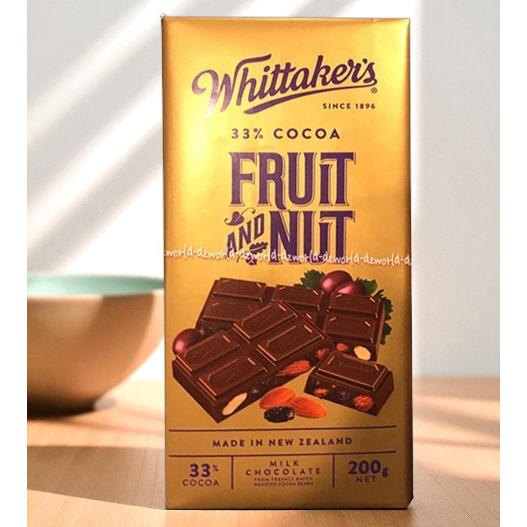 

Whittaker's' Fruit And Nut 200gr Coklat Buah dan Kacang Whittakers Witaker Wittakers Cokelat Import New Zealand Kokoa Cocoa Fruits Nuts