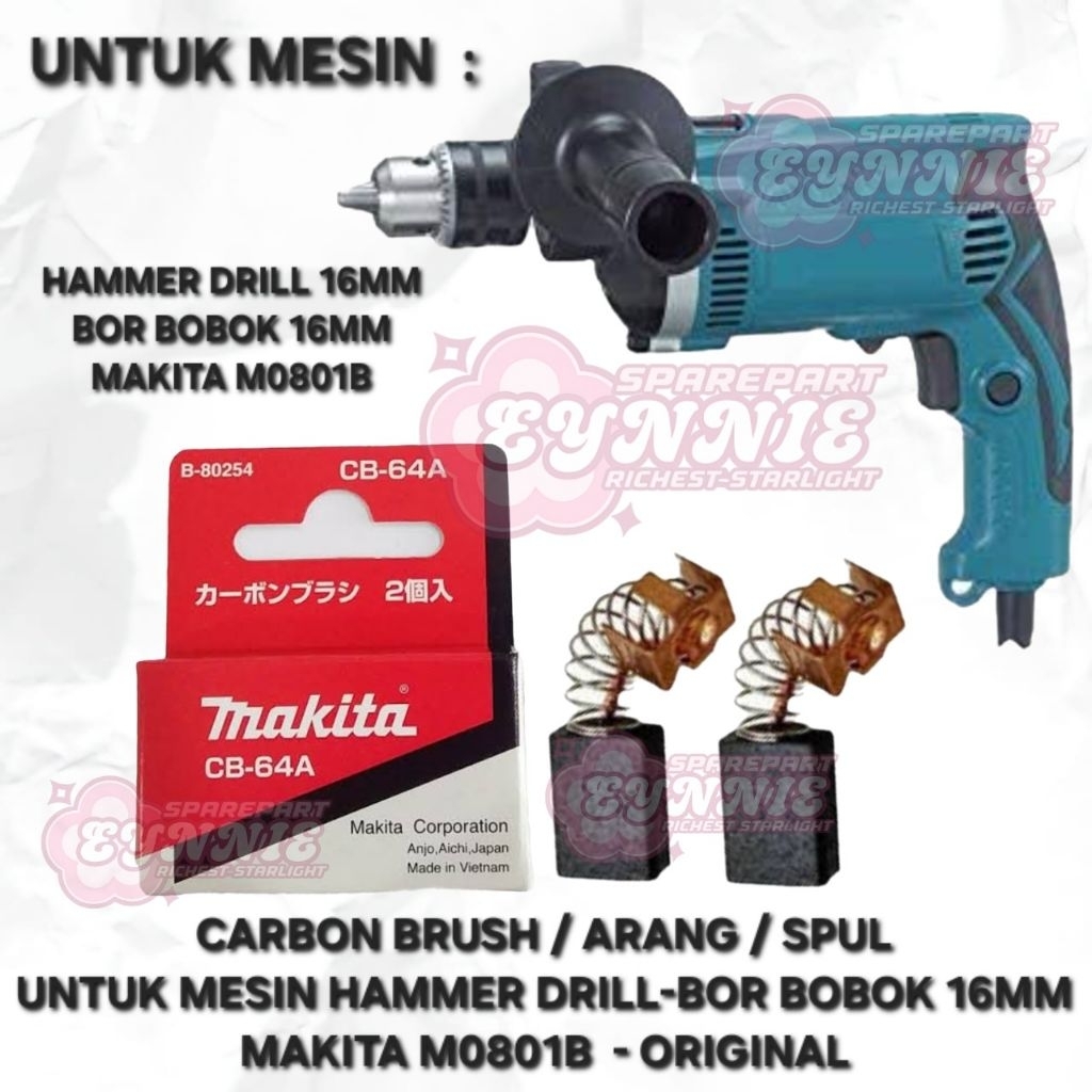 CARBON BRUSH MAKITA M0801B ORIGINAL SPUL ARANG MESIN HAMMER DRILL BOR BOBOK 16MM 16 MM MAKITA M0801 