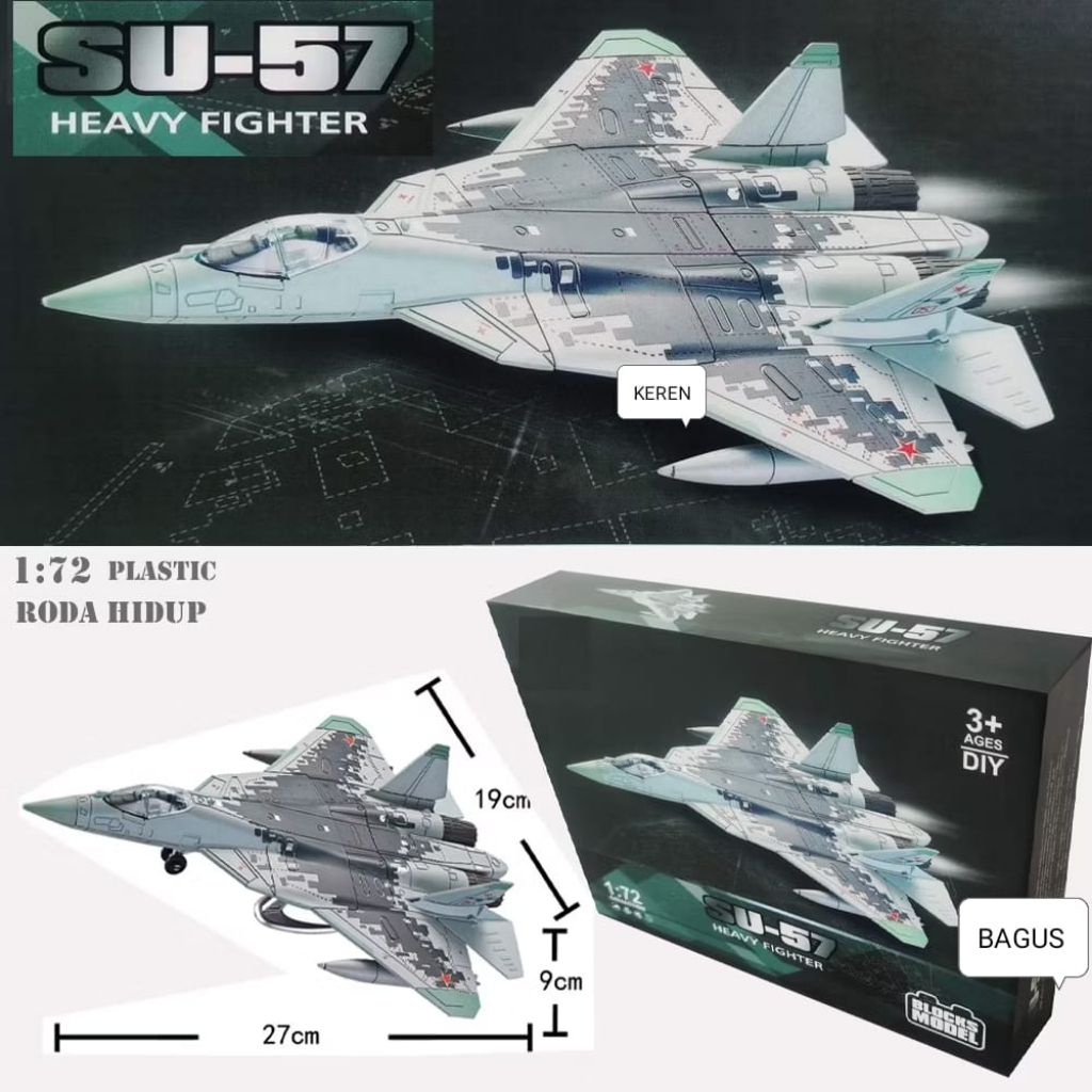Pesawat Tempur SU-57 1/72 Heavy Fighter model kit pesawat military
