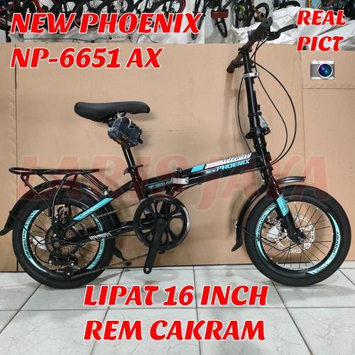 SEPEDA LIPAT 16 INCH PHOENIX NP 6651 AX REM CAKRAM 7 SPEED SEPEDA LIPAT PHOENIX 16 INCH
