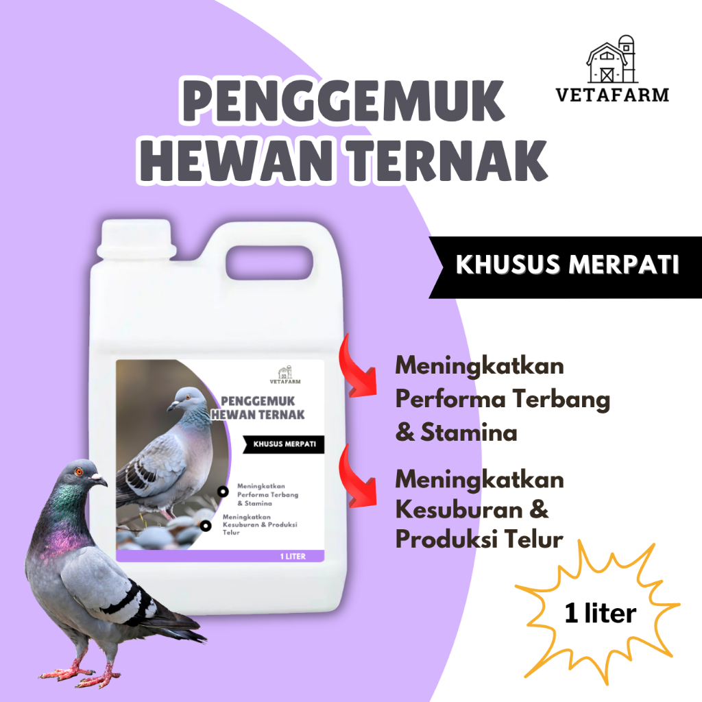 VETAFARM Vitamin Merpati Untuk Meningkatkan Reproduksi/Birahi Merpati 500ML