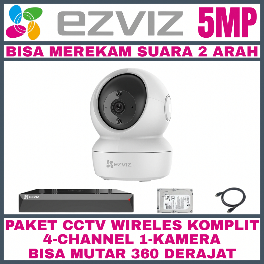Paket CCTV EZVIZ 5MP 4 Channel 1 Kamera Wireless