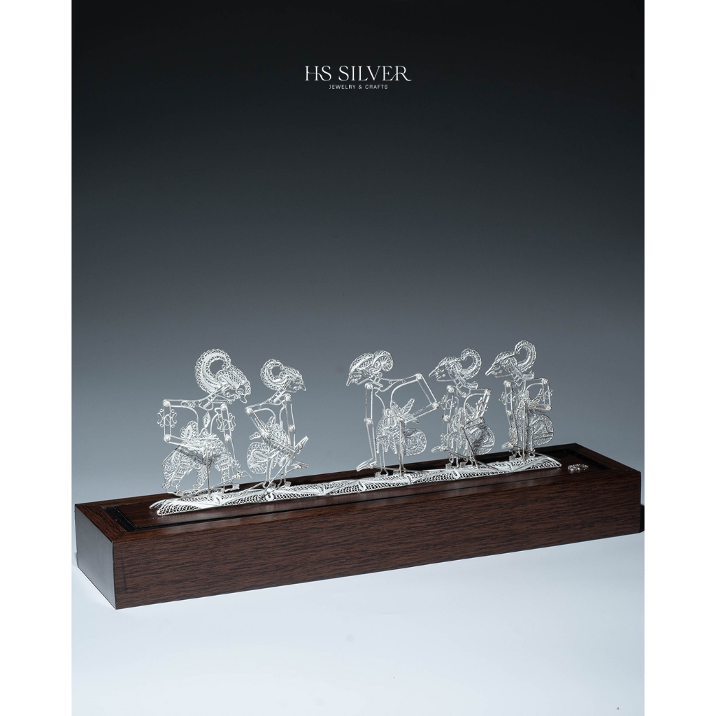 Miniatur Pandawa Lima Hiasan Meja Bahan Silver Plated dan Perak Asli 925 | HS SILVER