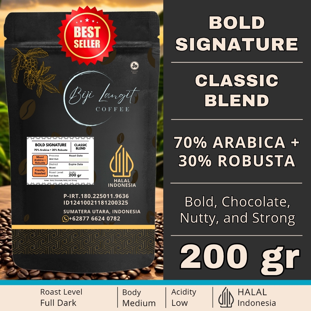 

200-gram-BIJI-KOPI-BLEND-CAMPURAN-ARABIKA-ROBUSTA-GAYO-70%-30%-Coffee-Bean-Signature