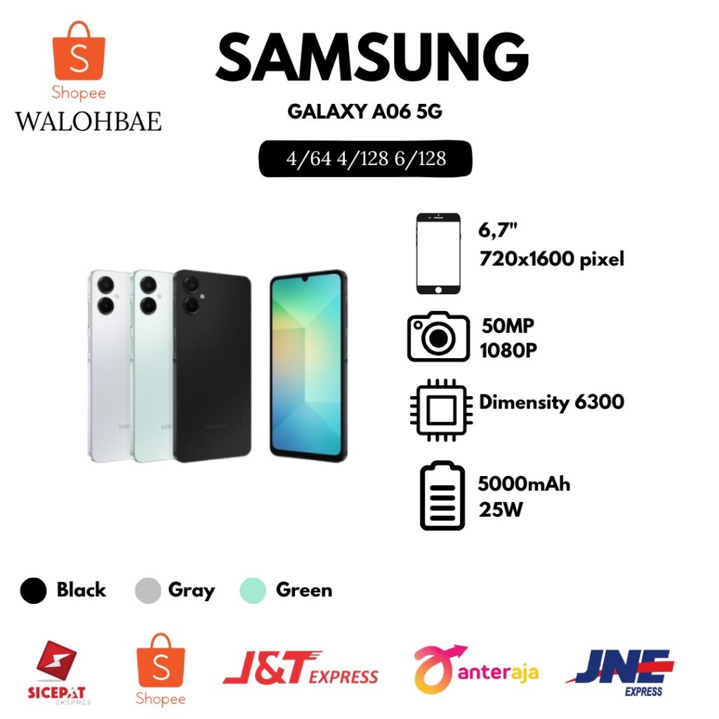 Samsung Galaxy A06 5G 6 Per 128 GB Sein Garansi Resmi Indonesia