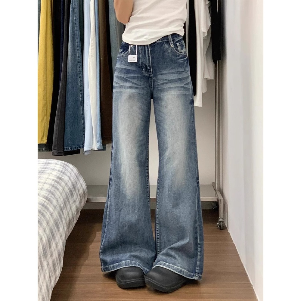 YOYO - New Highwaist  Celana Jeans Wanita Biru Retro  Premium Cutbray Jeans Wanita korean style