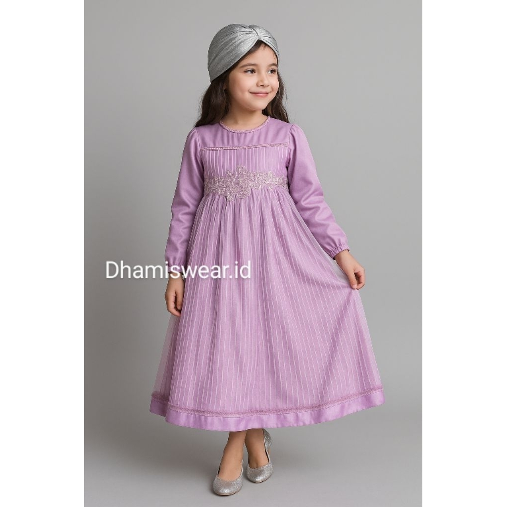 7 Gamis / Long dress Anak Tutu Princess Lilac Mewah