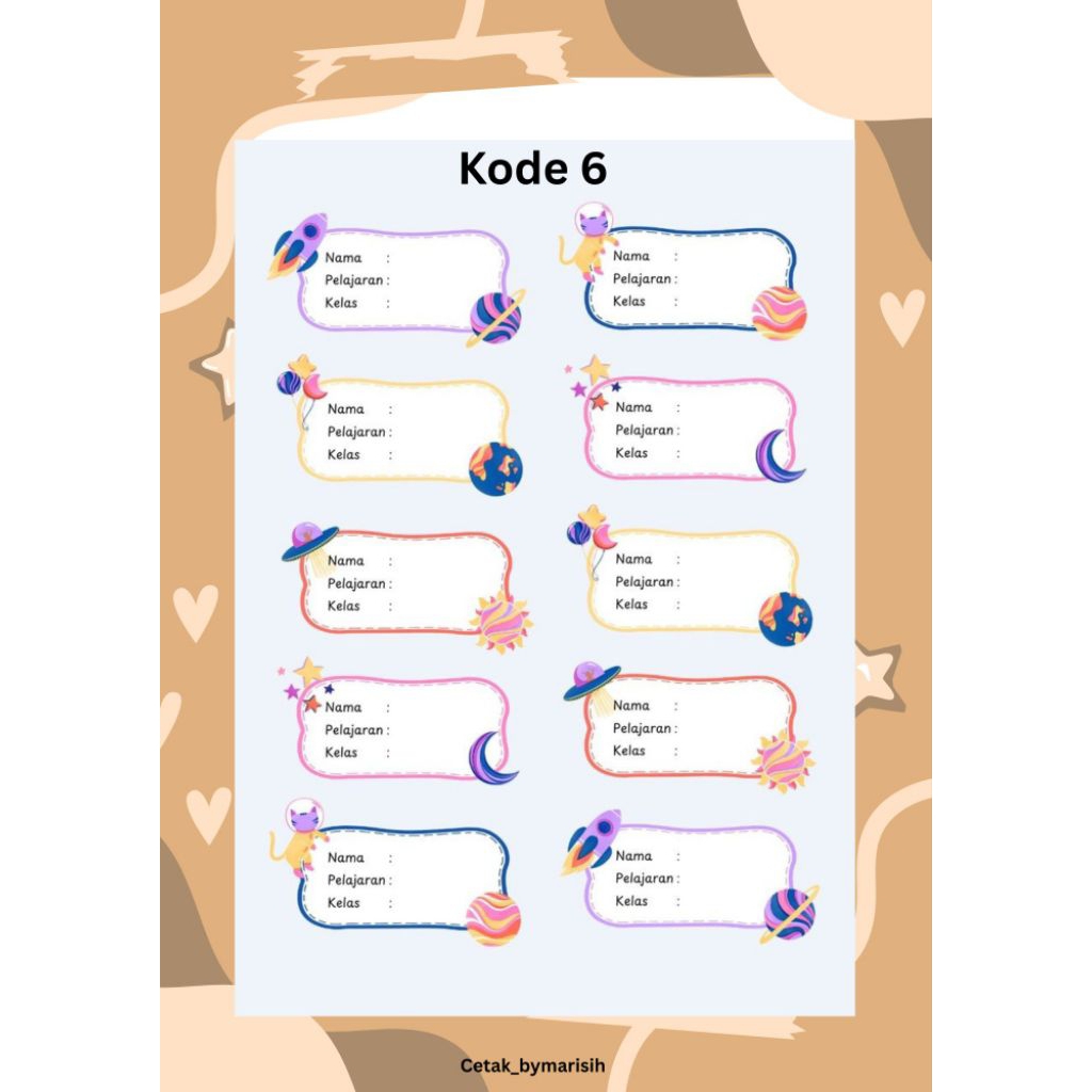 

Label mata pelajaran