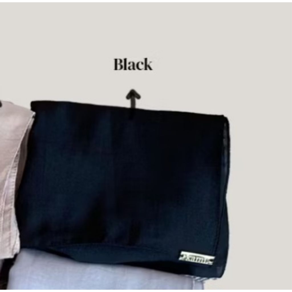 SALE‼️ KAMI PLAIN SCARF BLACK. PAYDAY SALE KAMI IDEA POLOS HITAM. DISKON KAMIIDEA COMPACT SCARF. BAC