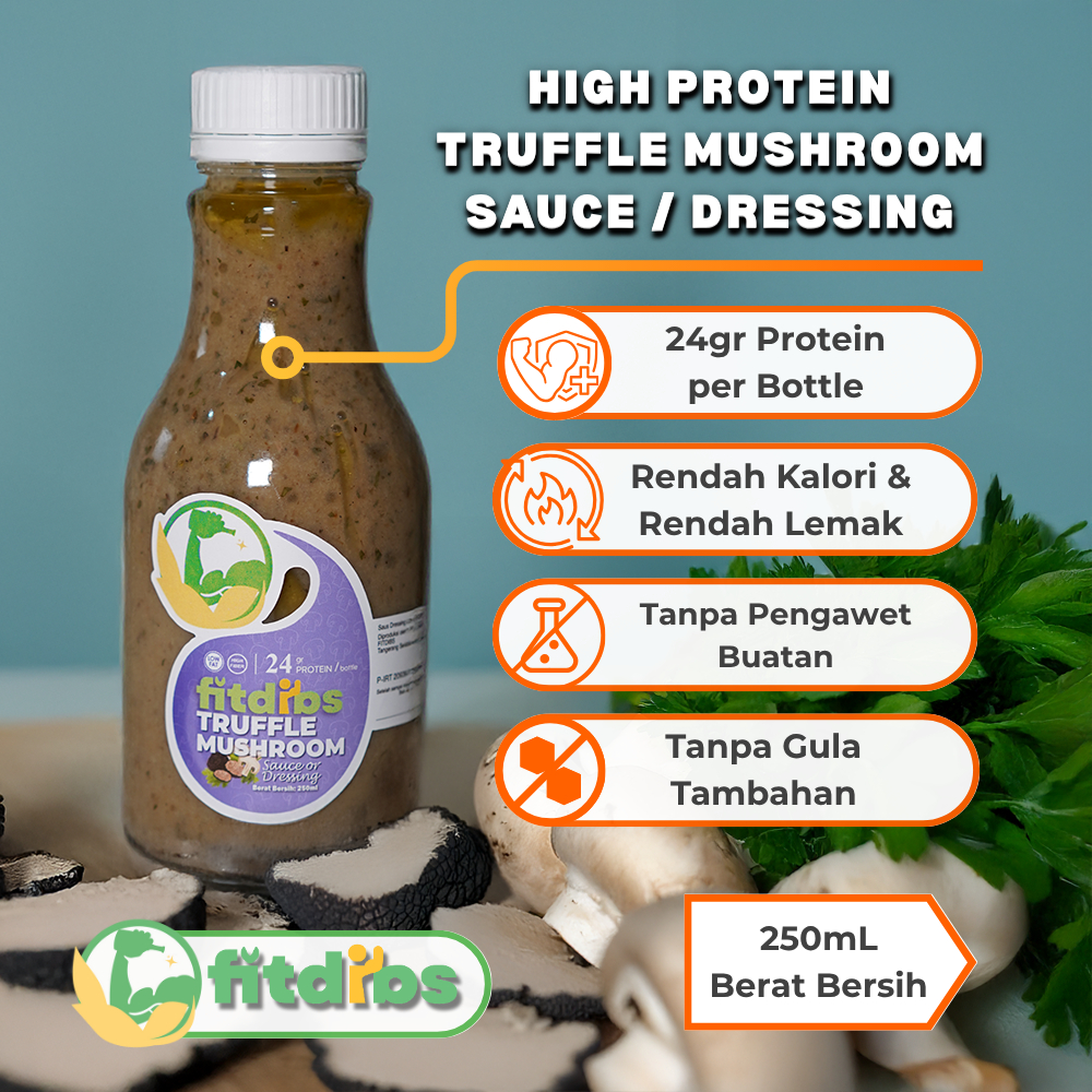 

FITDIBS Healthy Truffle Mushroom Sauce | Saus Jamur Diet Sehat Rendah Kalori Tinggi Protein dan Serat