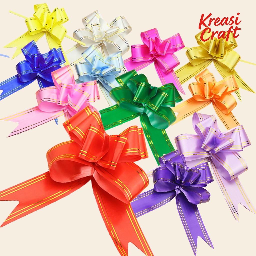 

(10 pcs) KreasiCraft Pita Tarik Serut 30 mm Dekorasi Hiasan Parsel Kado Gift Box Buket Souvenir