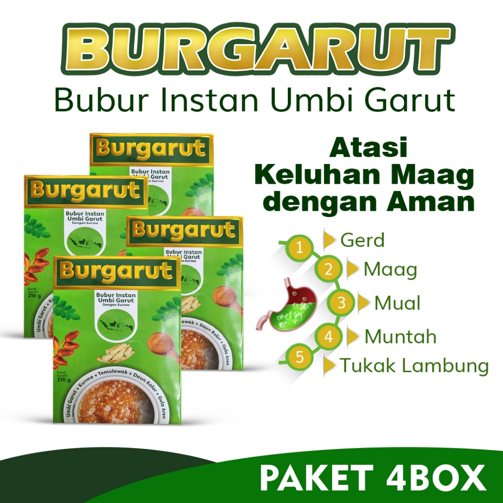 

BURGARUT Bubur Instan Umbi Garut untuk Maag Asam Lambung Gert Mual Muntah PAKET 4 BOX