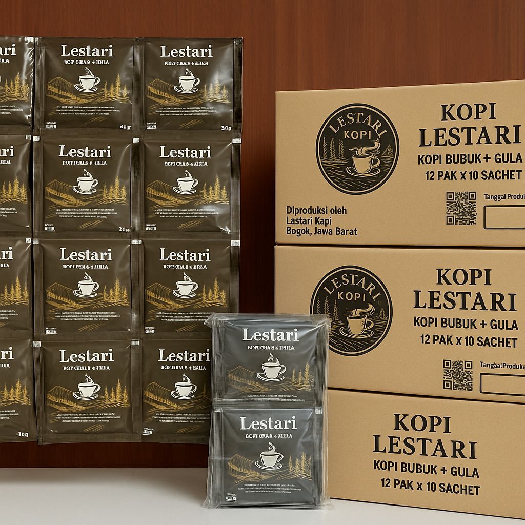 

Kopi Lestari Sachet 20gr 1Renteng – Kopi Bubuk + Gula Siap Seduh