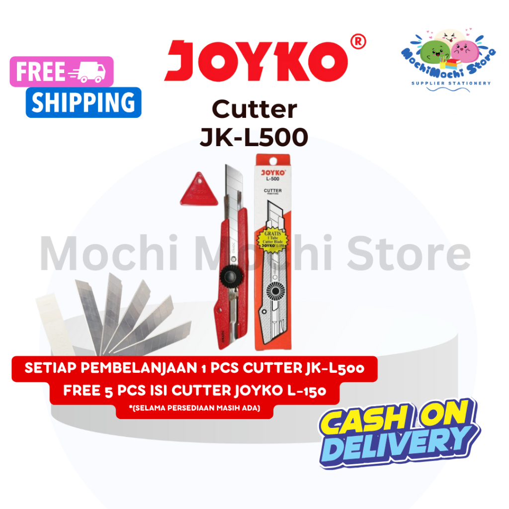 

Cutter Joyko JK-L500 GRATIS 5 PCS ISI CUTTER JOYKO L-150 | Pemotong Joyko JK-L500 | Pisau Cutter Joyko
