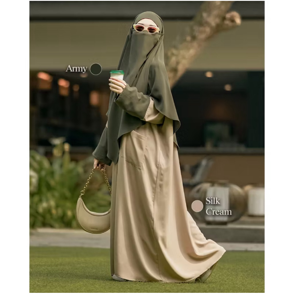 DheaMbun Project Noya II | Abaya Set Gamis Khimar Syari Umrah Zafeera UV Lengan Extra Care PRELOVED