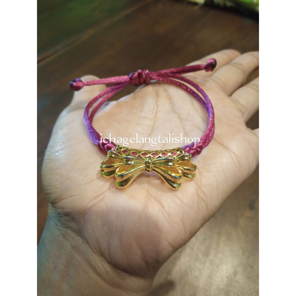 gelang tali pipa pita gold titanium