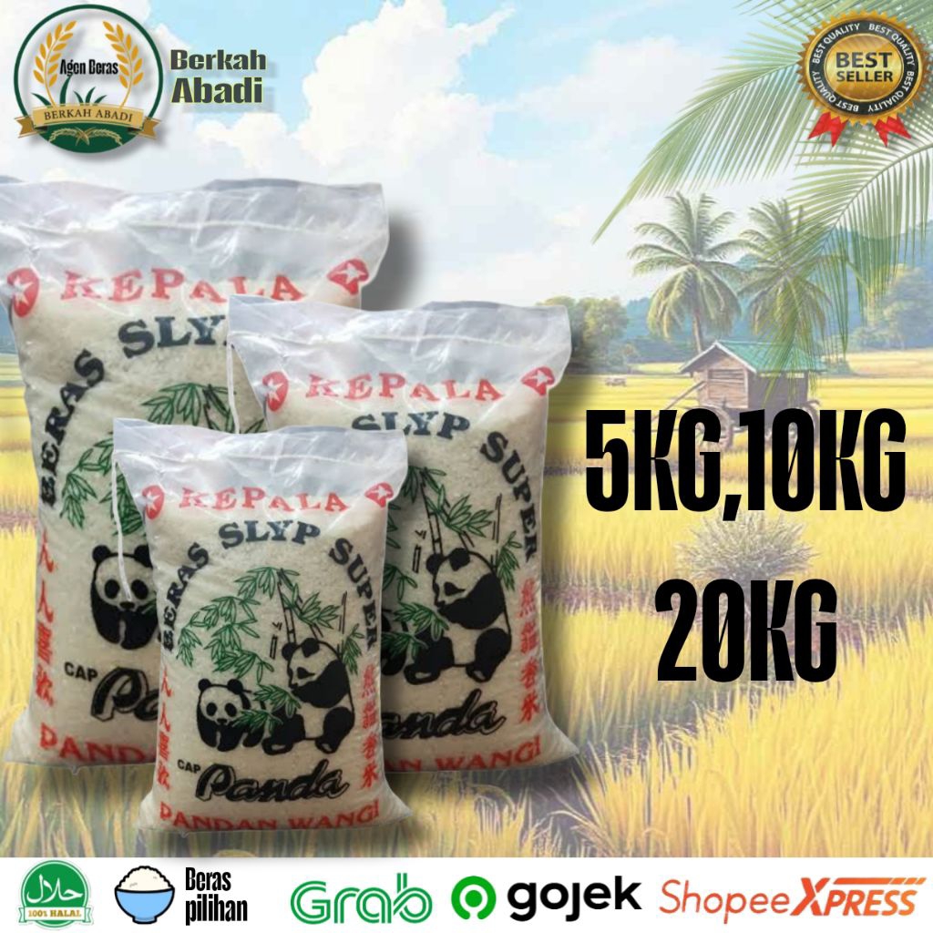 

Beras pandan wangi Cap Panda 5KG 10KG 20KG Berkualitas Premium - Nasi pulen & wangi