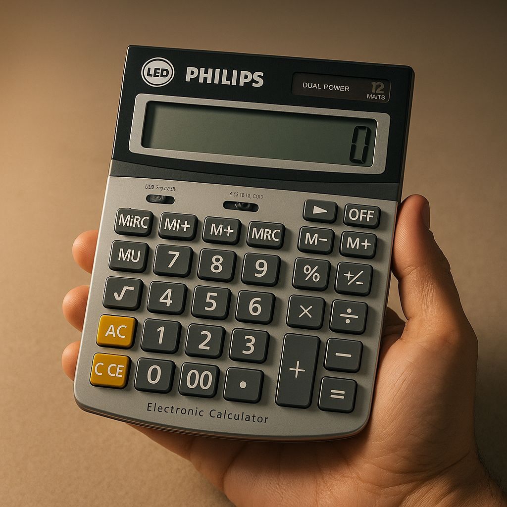 

PHILIPS 12-Digit Dual Power Desktop Calculator – Large Display, Business & Office Use