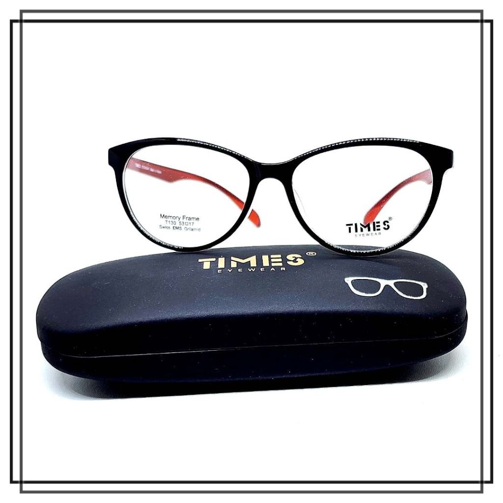 FRAME KACAMATA PLASTIK TIMES 130 Model Mata Kucing CAT EYES Keren Elegan ORIGINAL BRANDED Gagang LEN