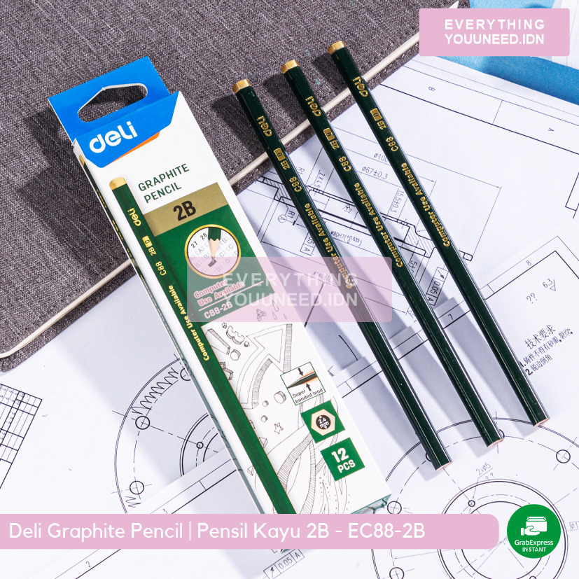

Deli Graphite Pencil | Pesil Kayu 2B - EC88-2B
