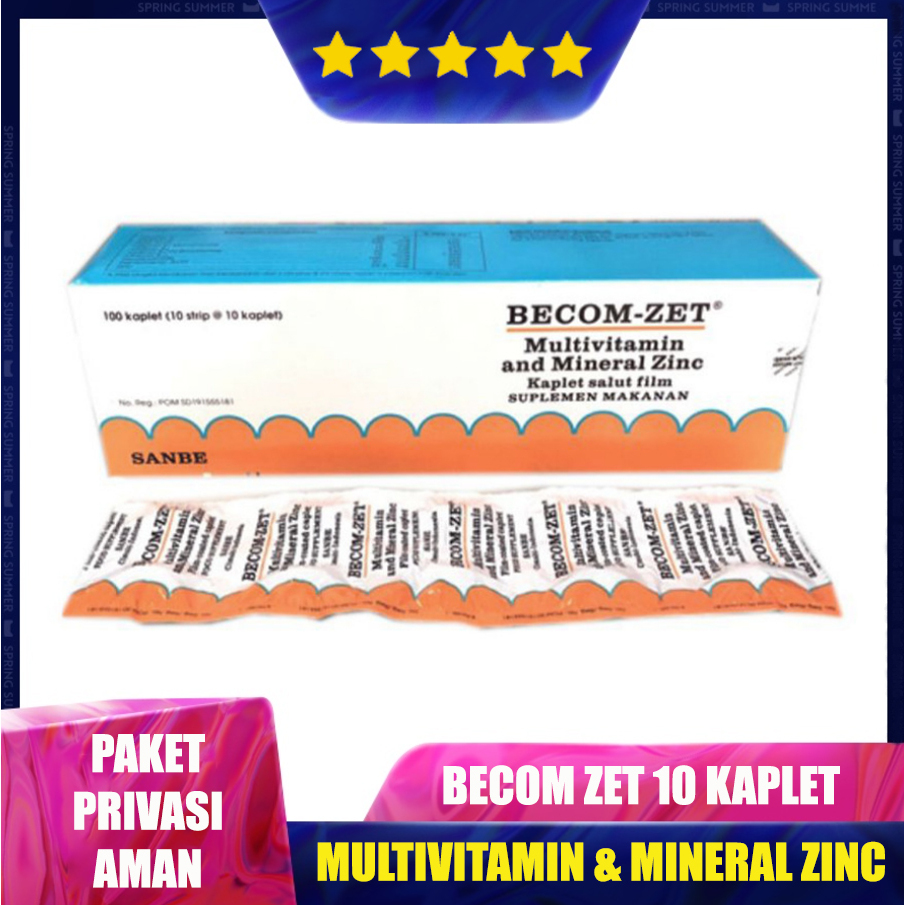 Becom-Zet 1 Strip 10 Kaplet Multivitamin dan Mineral Zinc Vitamin Bagus Untuk Pemulihan dan Memeliha