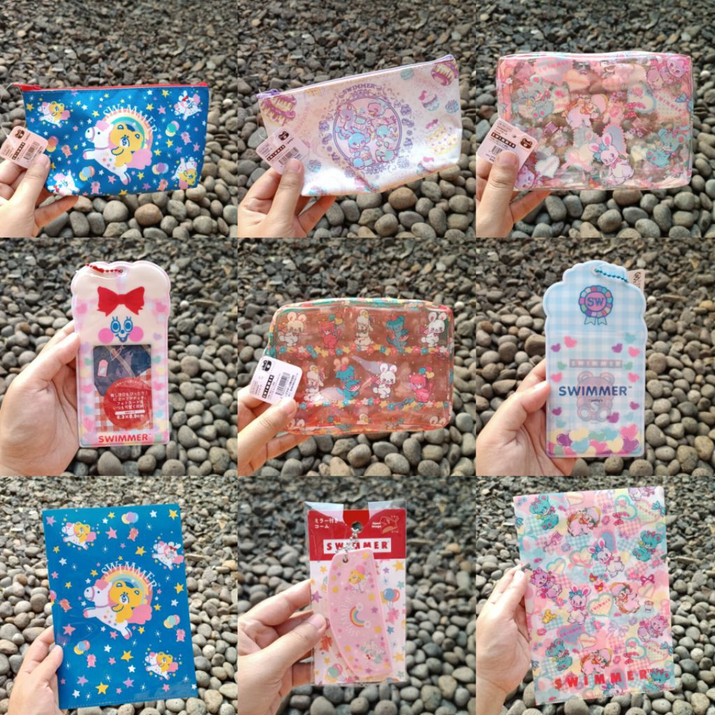 Seria Daiso Watts Japan - Pouch Serbaguna Map File Sisir LipatBag Charm Swimmer