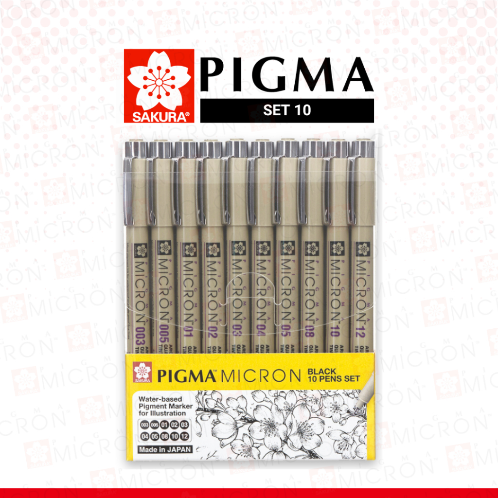 

Sakura Pigma Micron Set 10 Drawing Pen Fine Liner Sketching, Doodling, Journaling, Outline