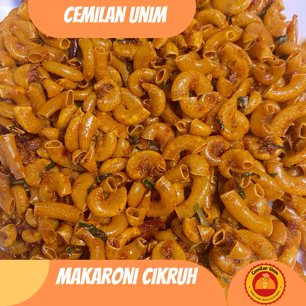 

500 gram Makaroni Cikruh daun jeruk Cemilan Unim - Rasa Original ,Pedas Gurih ,Extra pedas gurih