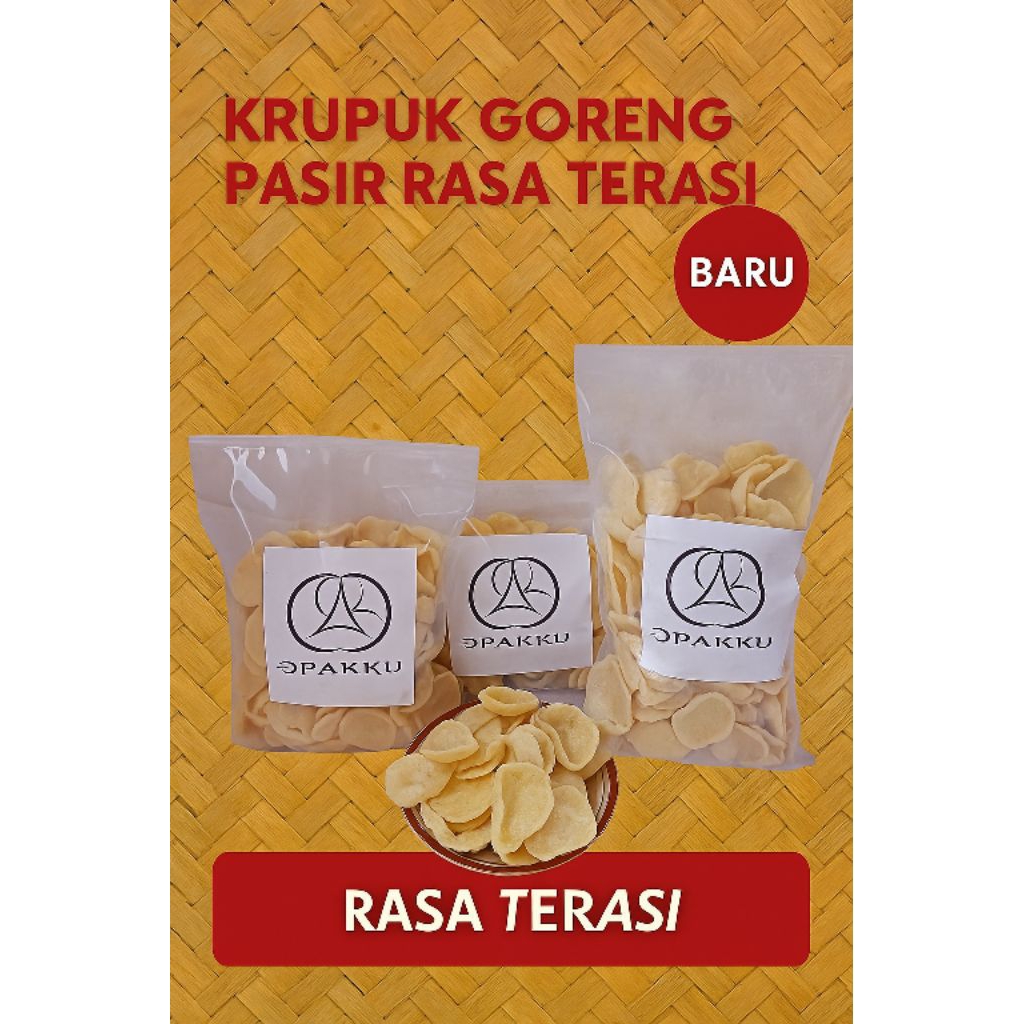 

Kerupuk Goreng Pasir OPAK'KU Rasa Terasi 150gram — Snack Kering Renyah Tanpa Minyak, Camilan Tradisional Enak, Halal, Gurih, Kerupuk Jadul Rumahan, Oleh-Oleh Khas Jawa, Cocok untuk Anak & Dewasa