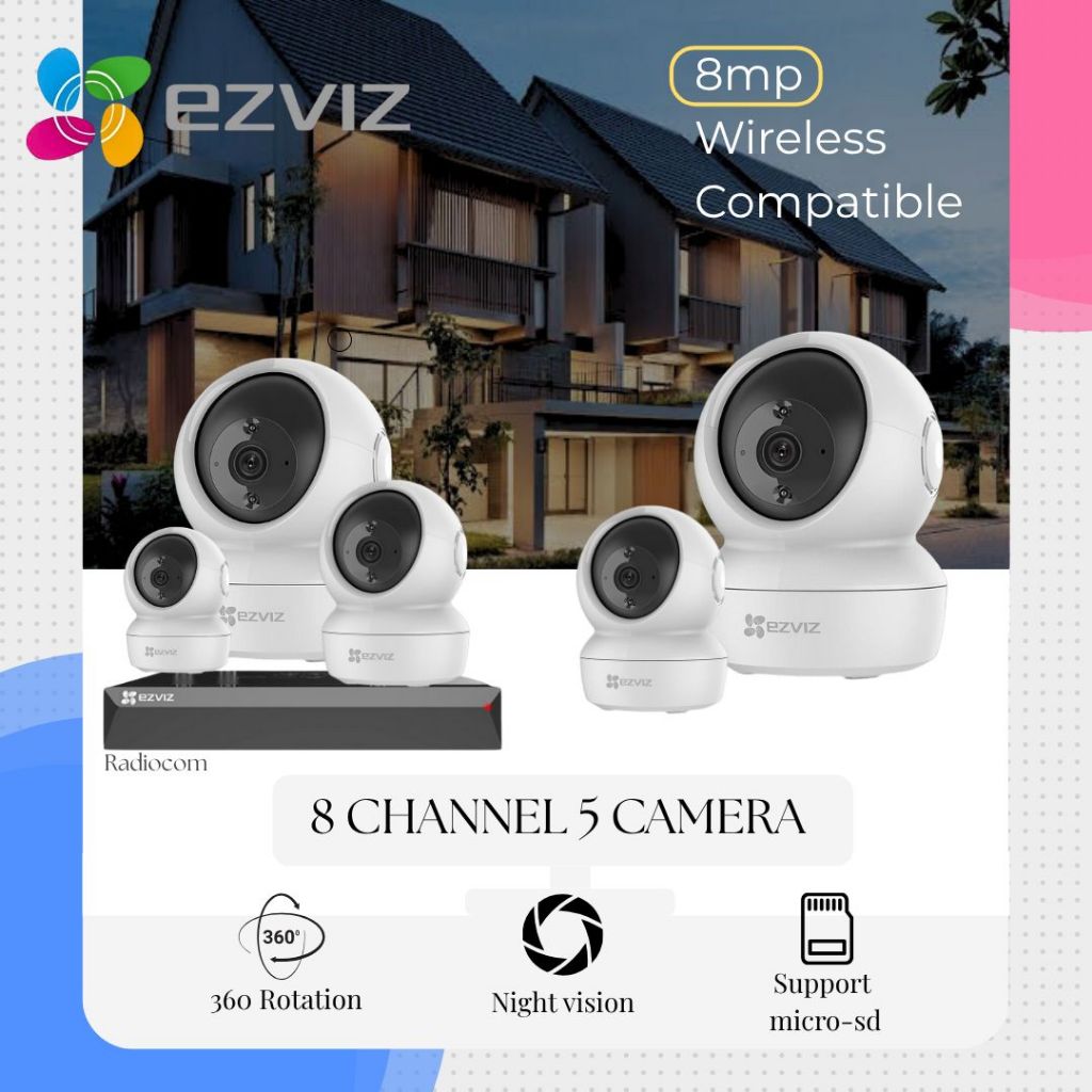 Paket CCTV EZVIZ 8MP 8 Channel 5 Kamera Wireless