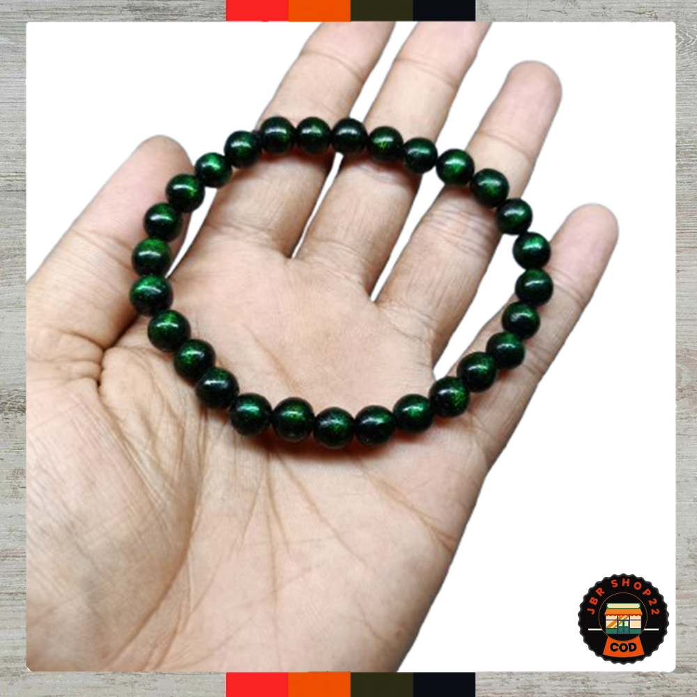 Gelang Akar Bahar Bulat Hijau Asli